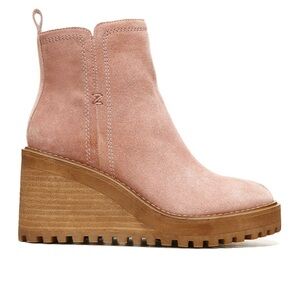 Zodiac Womens Pink Cushioned Julie Round Toe Wedge Zip-up Leather Booties 10 M